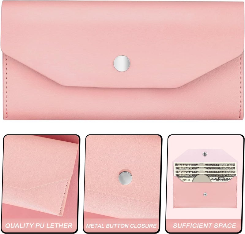 Nolcha Pu Leather Cash Envelope Wallet - Reusable Cash Stuffing Wallet for Men and Women -Pink - Image 3